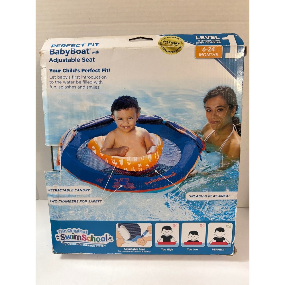 SwimSchool Perfect Fit Baby Swim Boat Level 1 Infant Float‎ with UPF 50 Sunshade
